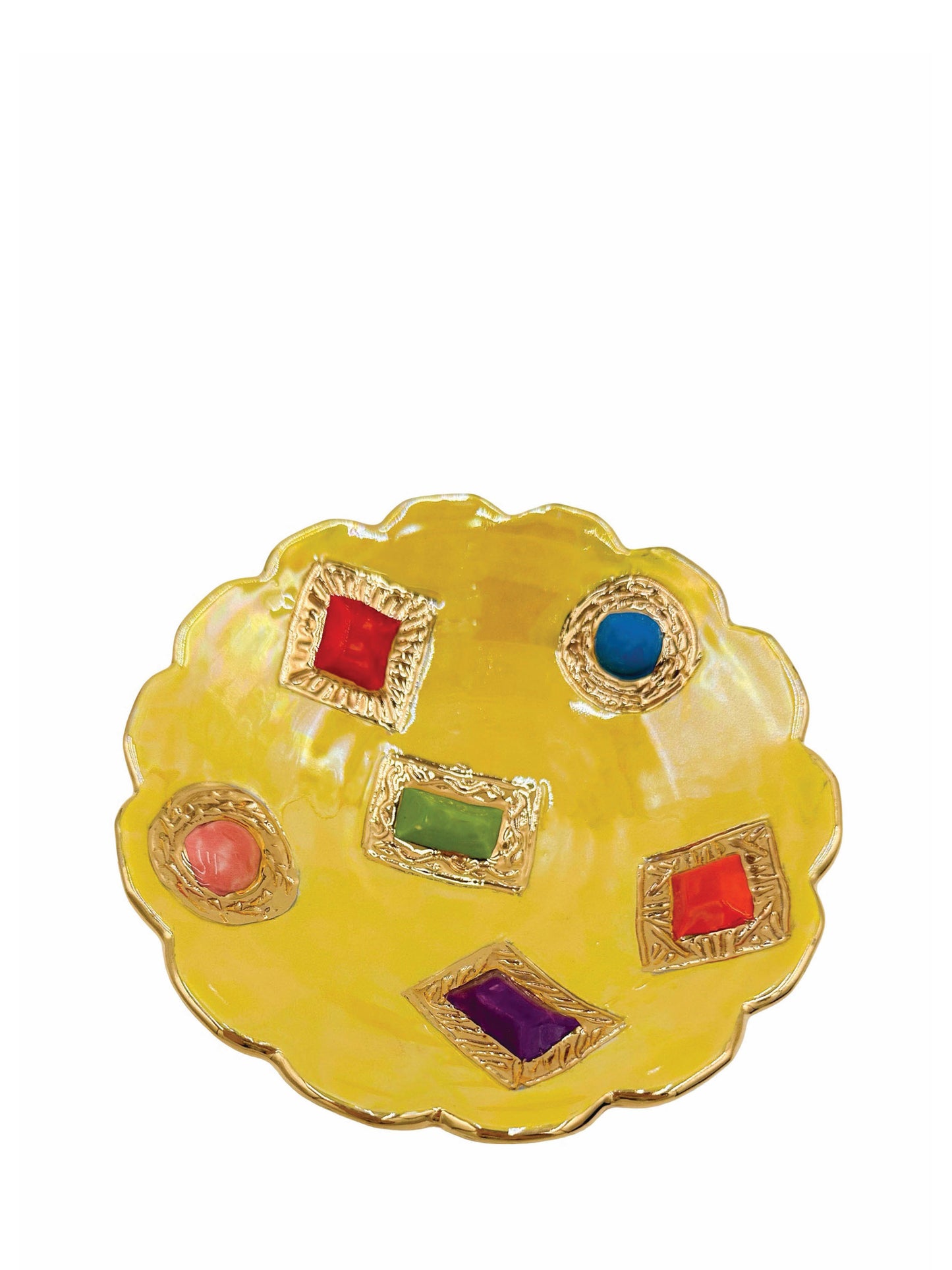 Yellow Royal Jeweled Dish 1
