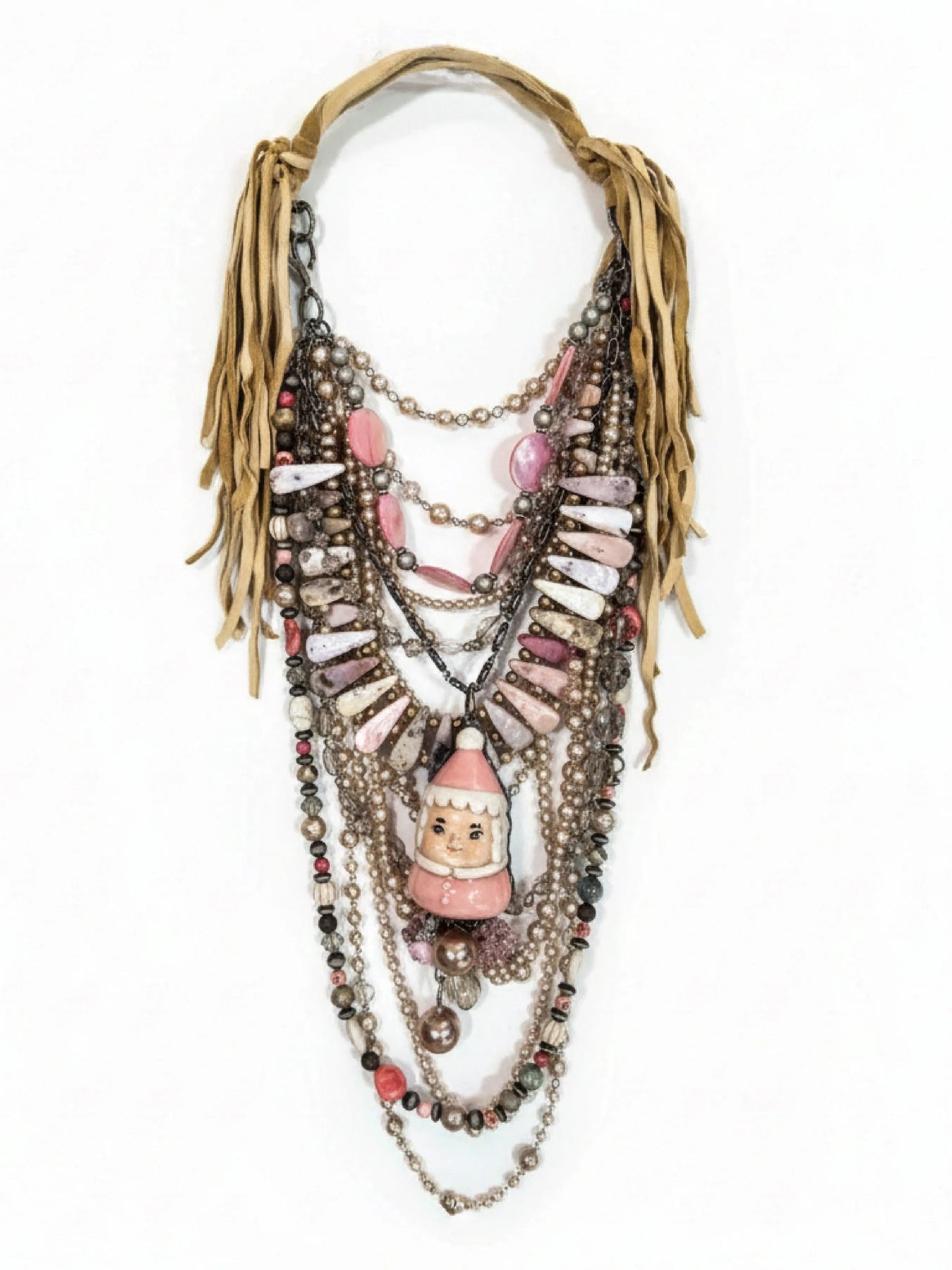 "Sleigh Queen" Pink Santa Statement Necklace