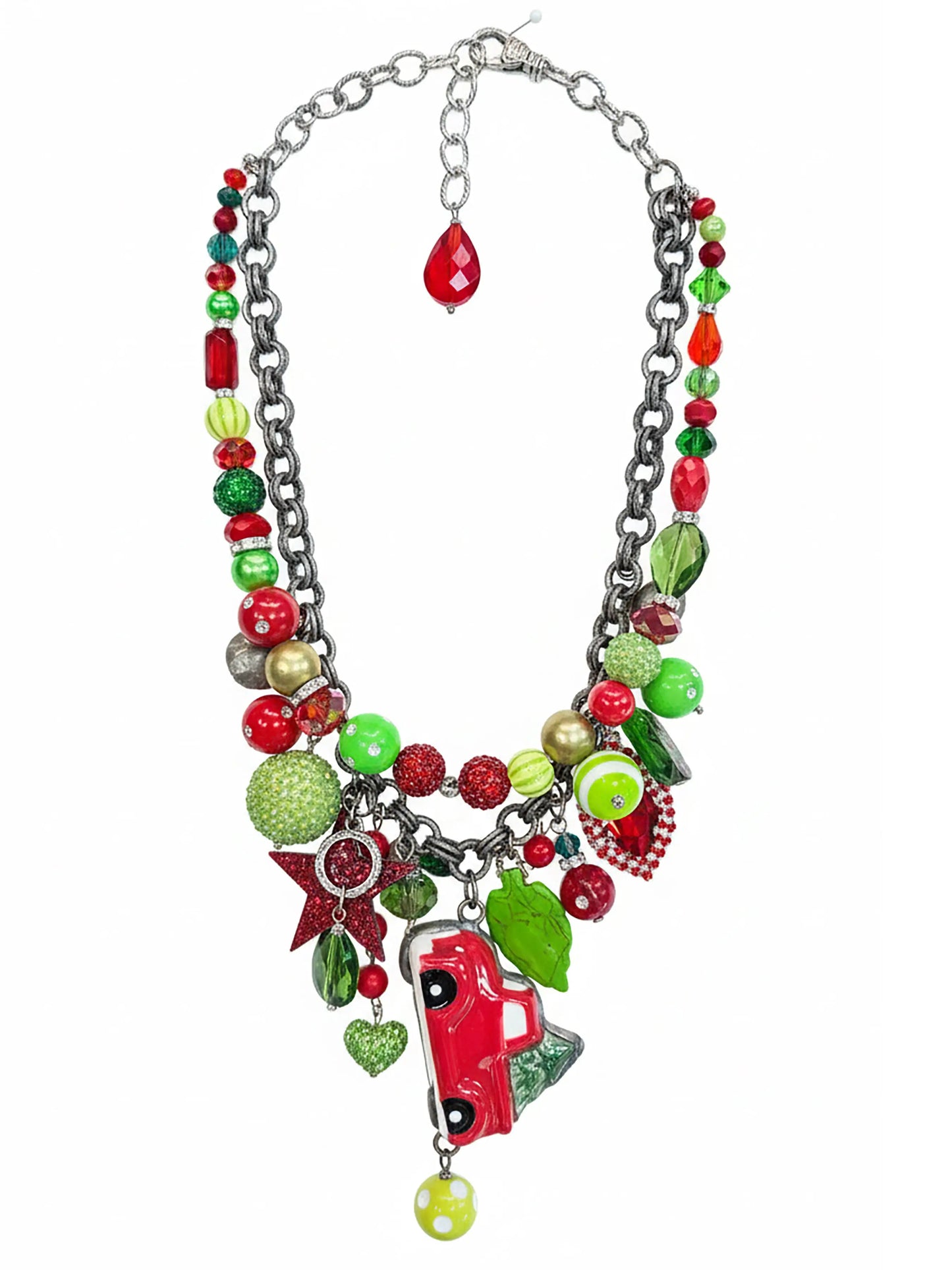 "Holiday Hauler" Red Truck Charm Necklace