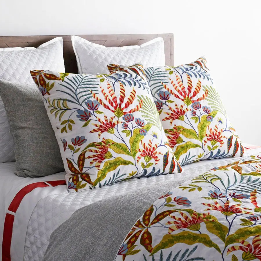 Cloud Forest Pillow – White | Nature-Inspired Embroidered Decorative Pillow