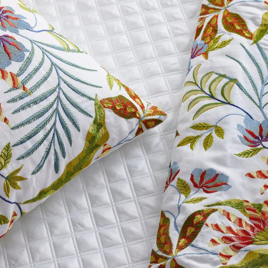Cloud Forest Pillow – White | Nature-Inspired Embroidered Decorative Pillow