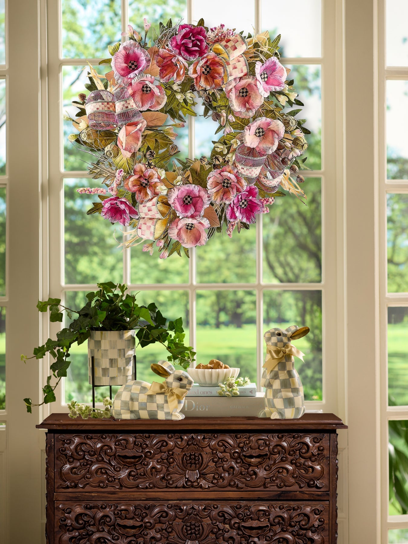 Rosy Poppy 22" Wreath MacKenzie-Childs