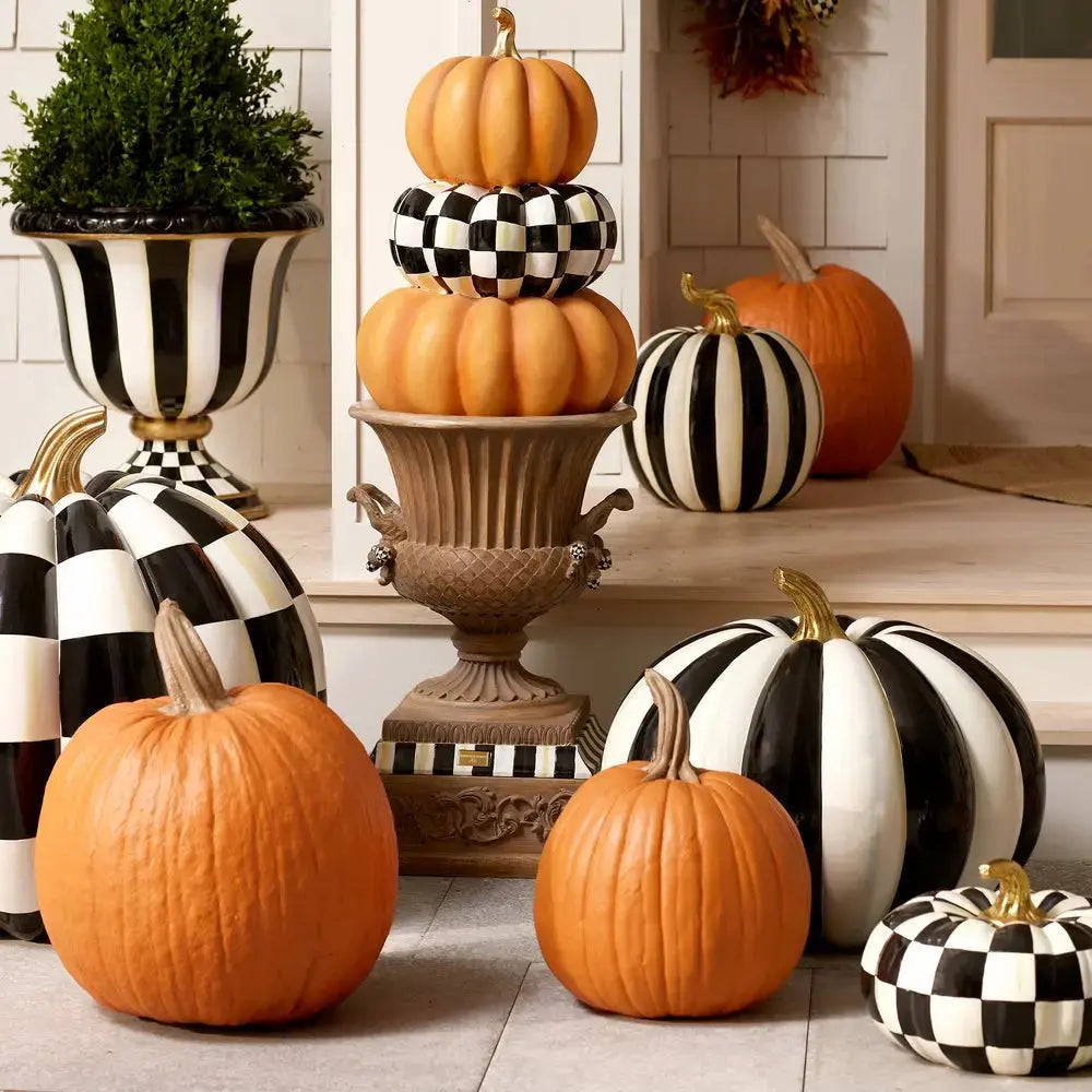 ArtsiPhartsi Courtly Stripe Outdoor Trophy Pumpkin 18" Seasonal Décor