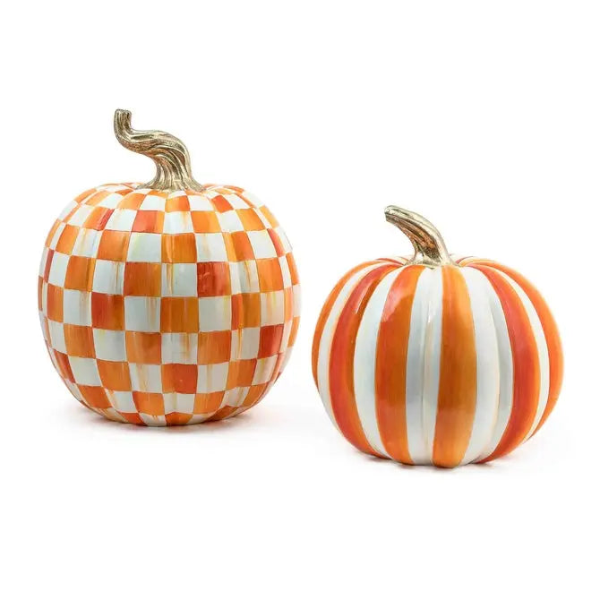 ArtsiPhartsi Orange Check Large Pumpkin 15" Seasonal Décor