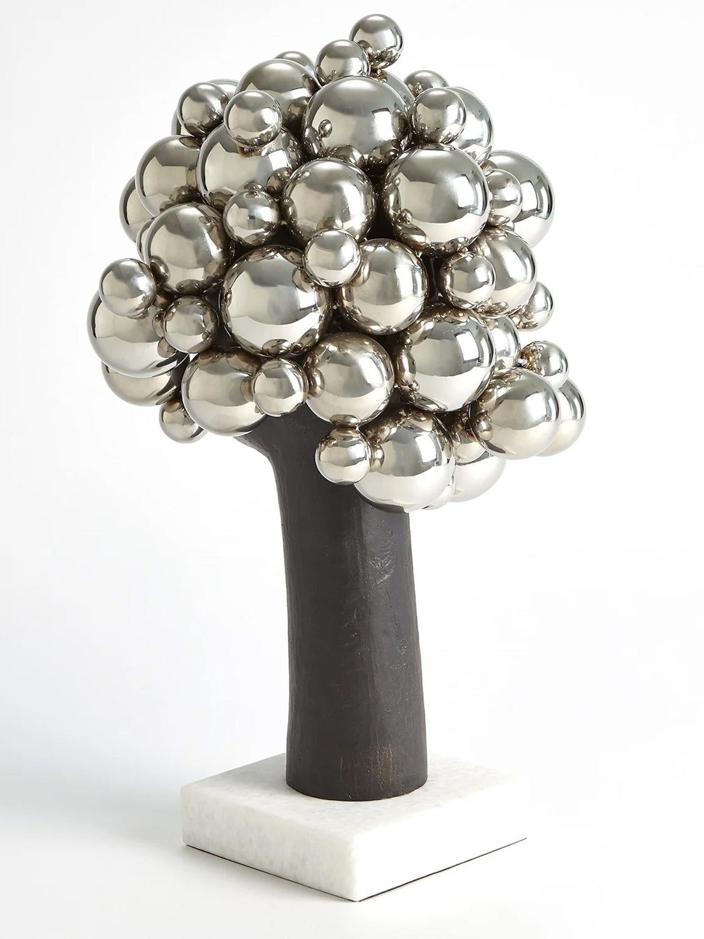 This description provides detailed information about the "Bubbles for Brains" sculpture by Global Views. The whimsical nickel bust adds humor and levity to any space, making it suitable for offices or homes. It symbolizes those overwhelmed moments when bubbles seem to float above one's head after hard work. Dimensions are approximately 13.75" long, 13" wide, and 23.25" high, with a base of 7" by 7" and weighing 24.9 lbs. A fun gift idea for tired assistants or oneself.