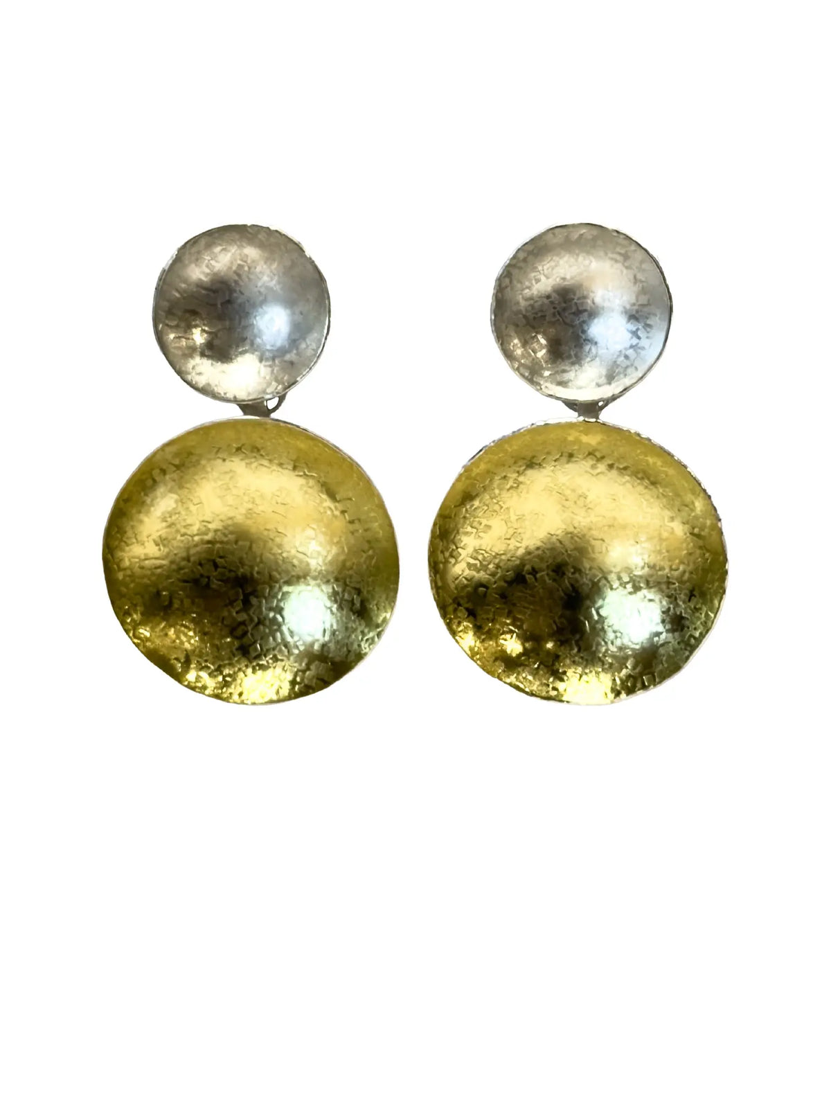 Silver & Gold Double Disc Earrings - Medium