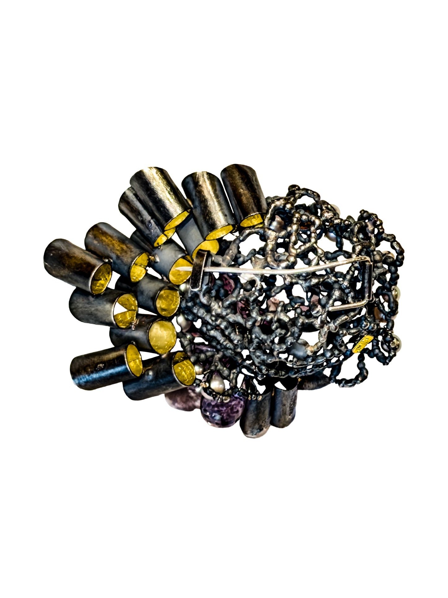 Amethyst, Citrine, Sterling & 18K Brooch Jinbi Designs