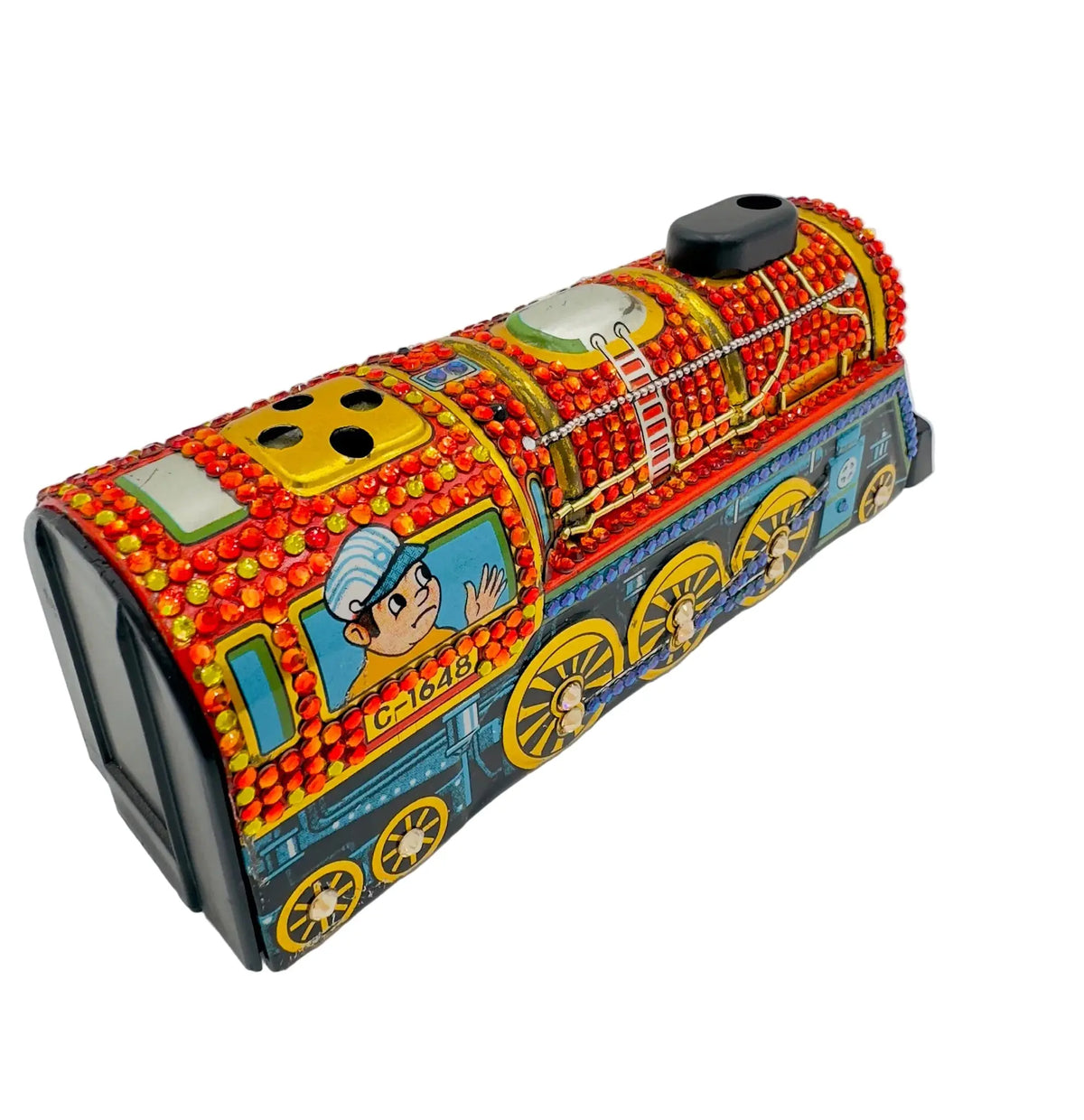 ArtsiPhartsi Embellished Vintage Toy Train Mixed Media Sculpture