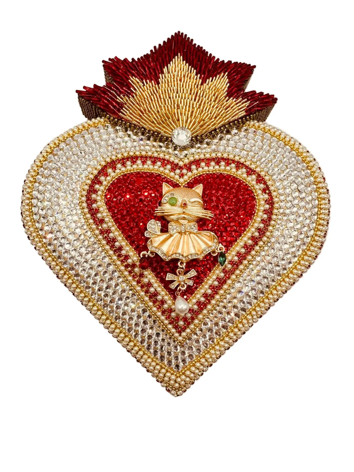 ArtsiPhartsi Kitty Heart 9” Mixed Media Wall Sculpture
