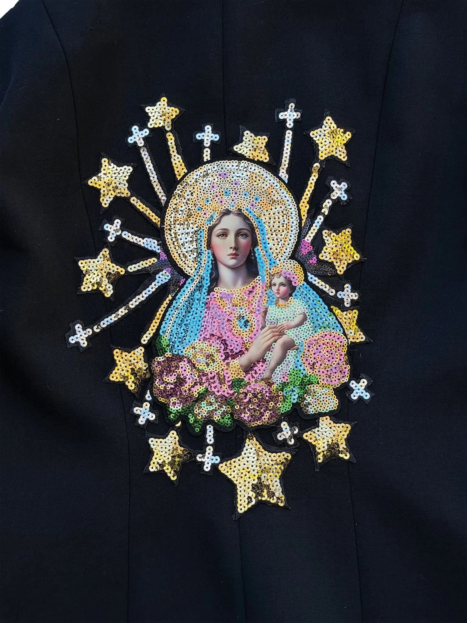 Starlight Madonna Wool & Silk Embroidered Jacket with Velvet Details