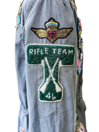 Urban Serengeti Embellished Safari Jacket with Beaded Menagerie