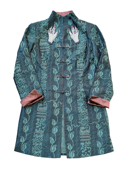 The Last Empress Embroidered Teal Silk Jacket with Foo Dog