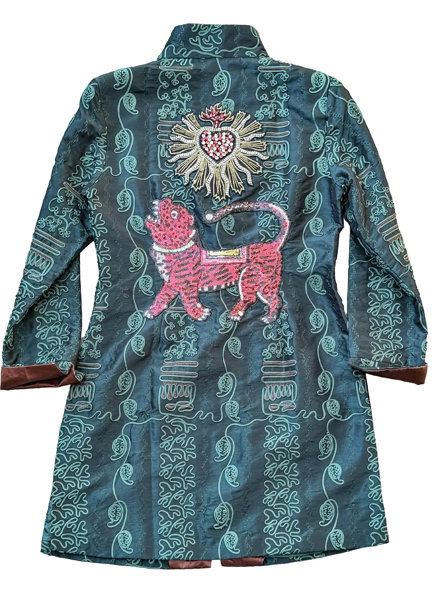 The Last Empress Embroidered Teal Silk Jacket with Foo Dog