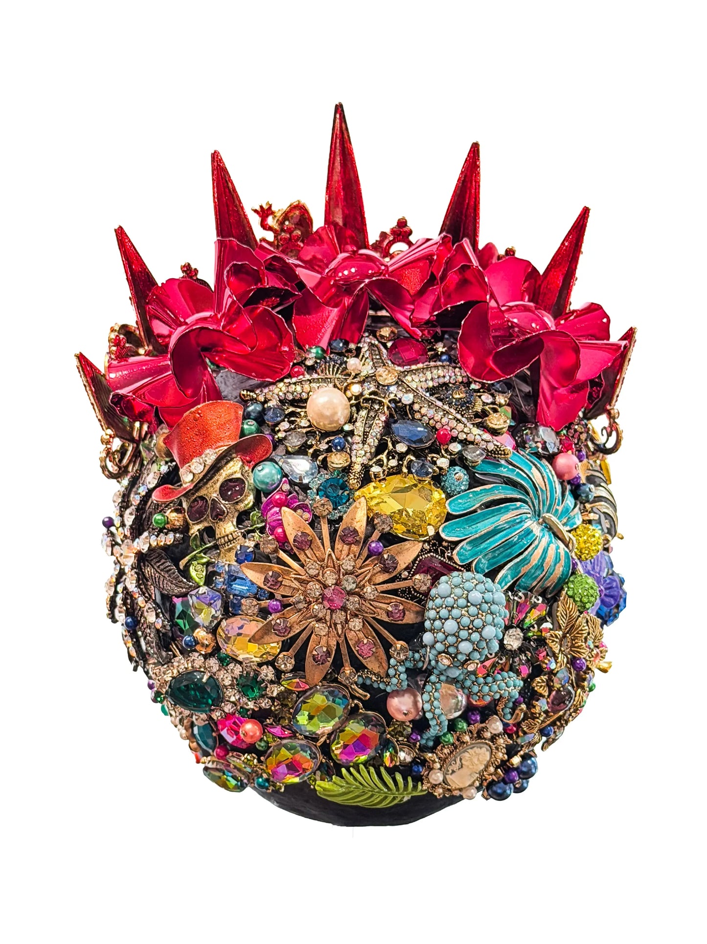 "The Scalawag Skull" - Vibrant Mixed Media Art by Cassie Edmonds