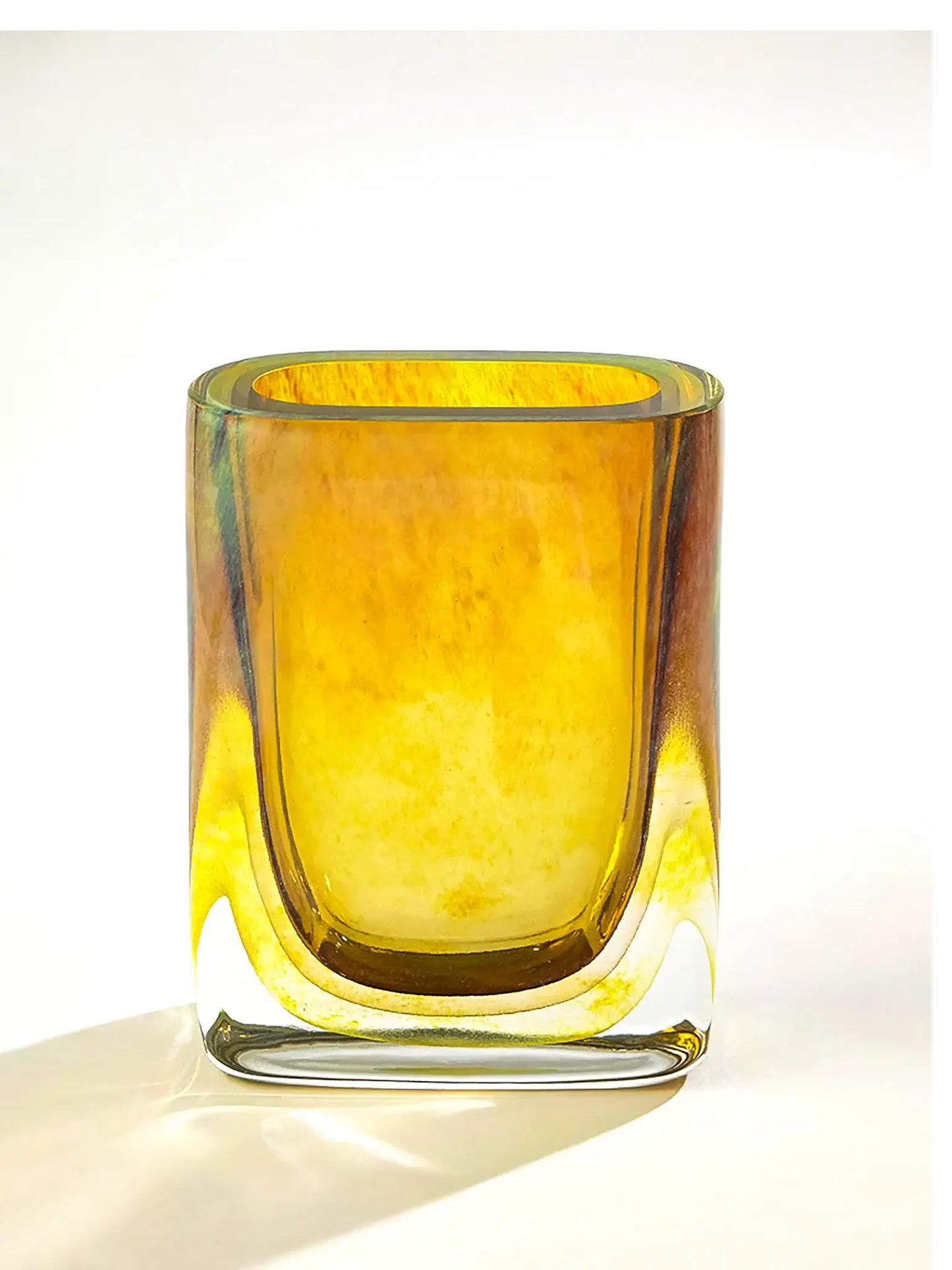 Handblown Moss Green Encased Art Glass Vase