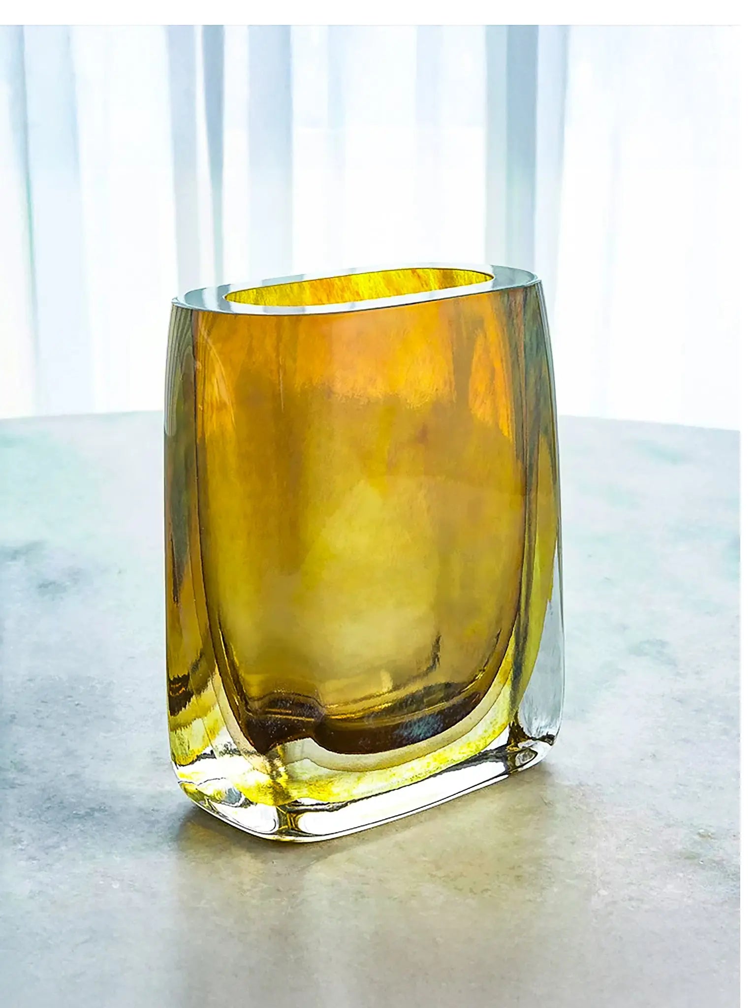 Handblown Moss Green Encased Art Glass Vase
