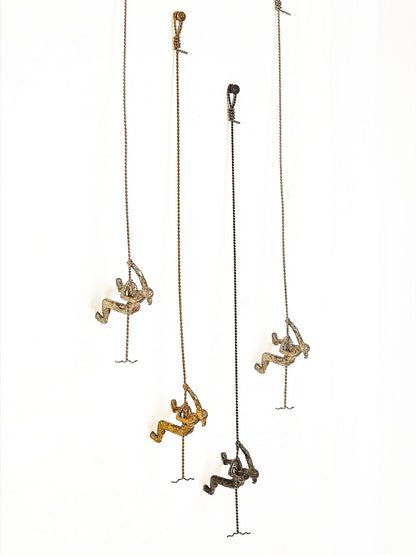 "The Ascent" Climbing Woman Wall Sculpture in Thai Gold Leaf