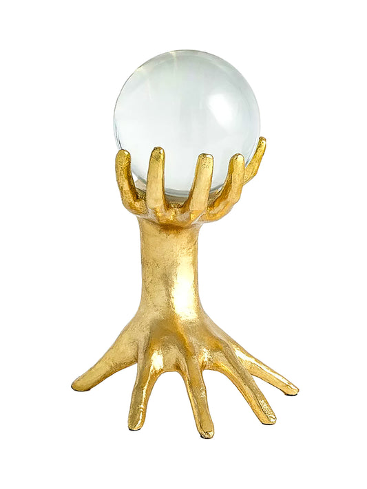 Hands on Sphere Gold Leaf Sculpture - Large