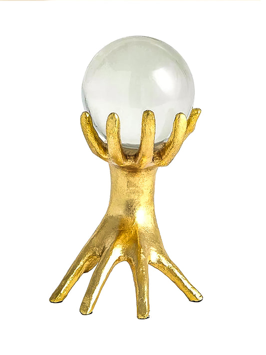 Hands on Sphere Gold Leaf Sculpture - Large