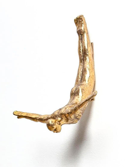 "The Swan Dive" Female Wall Sculpture in Thai Gold Leaf