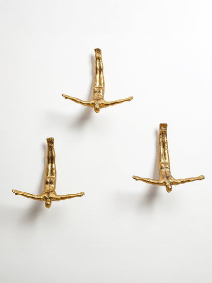 "The Swan Dive" Female Wall Sculpture in Thai Gold Leaf