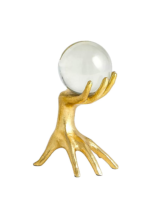 Hands on Sphere Gold Leaf Sculpture - Small