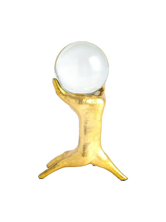 Hands on Sphere Gold Leaf Sculpture - Small
