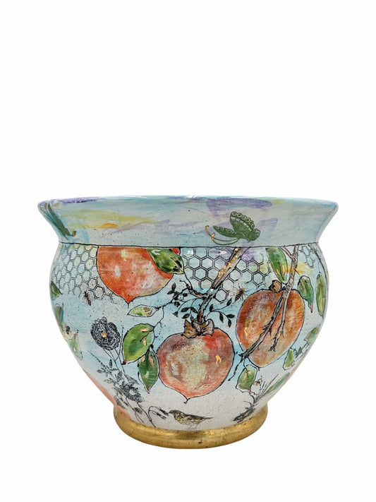 Persimmon Sky Ceramic Cache Pot