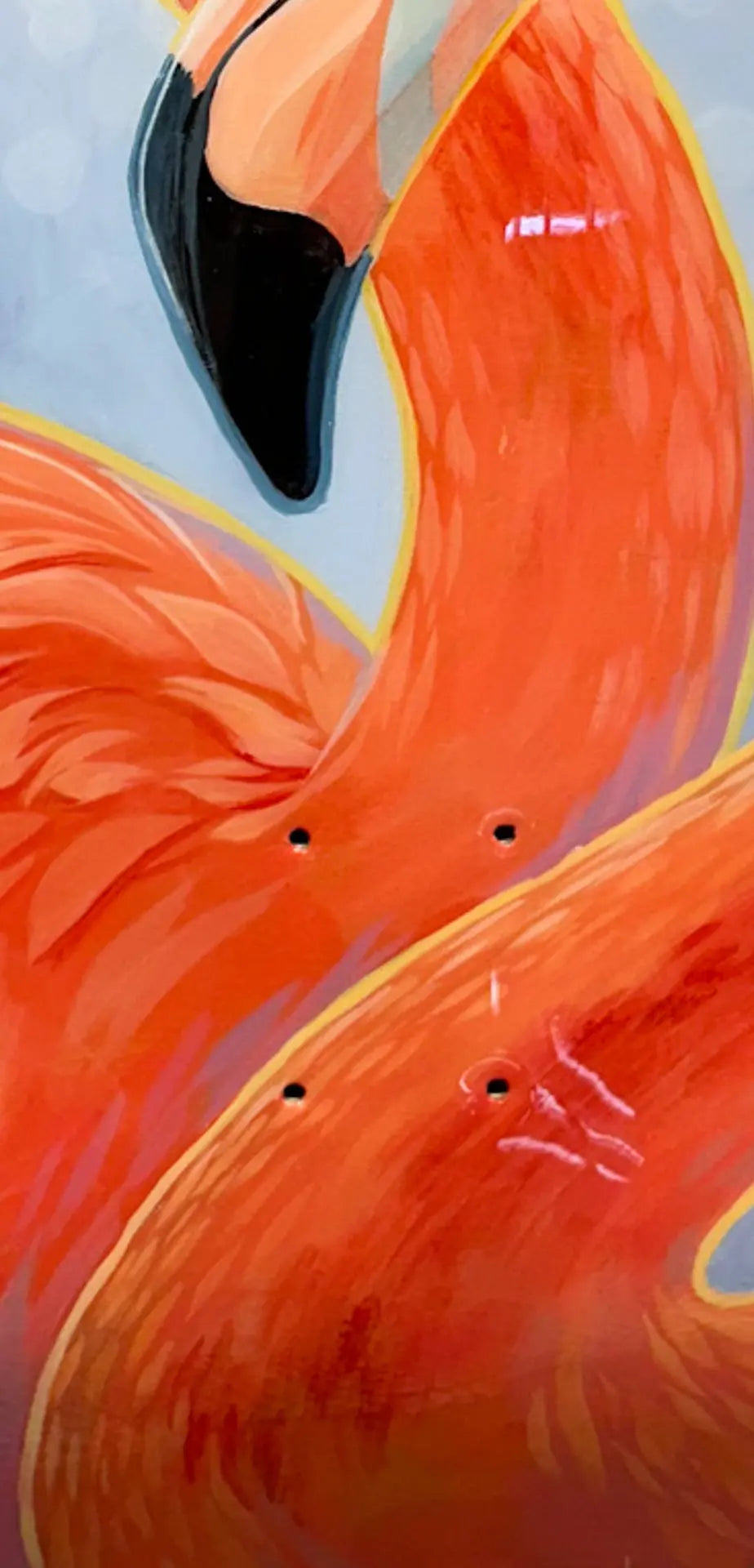 Two Flamingos– Original Hand-Painted Skateboard