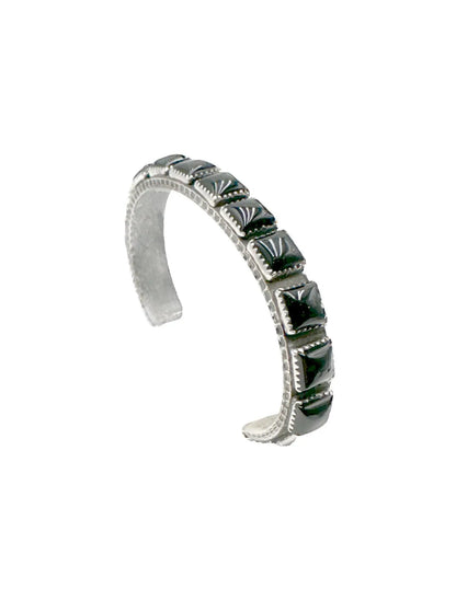 Onyx Squares Sterling Silver Thin Cuff