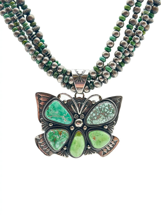 Turquoise Butterfly Multistrand Necklace