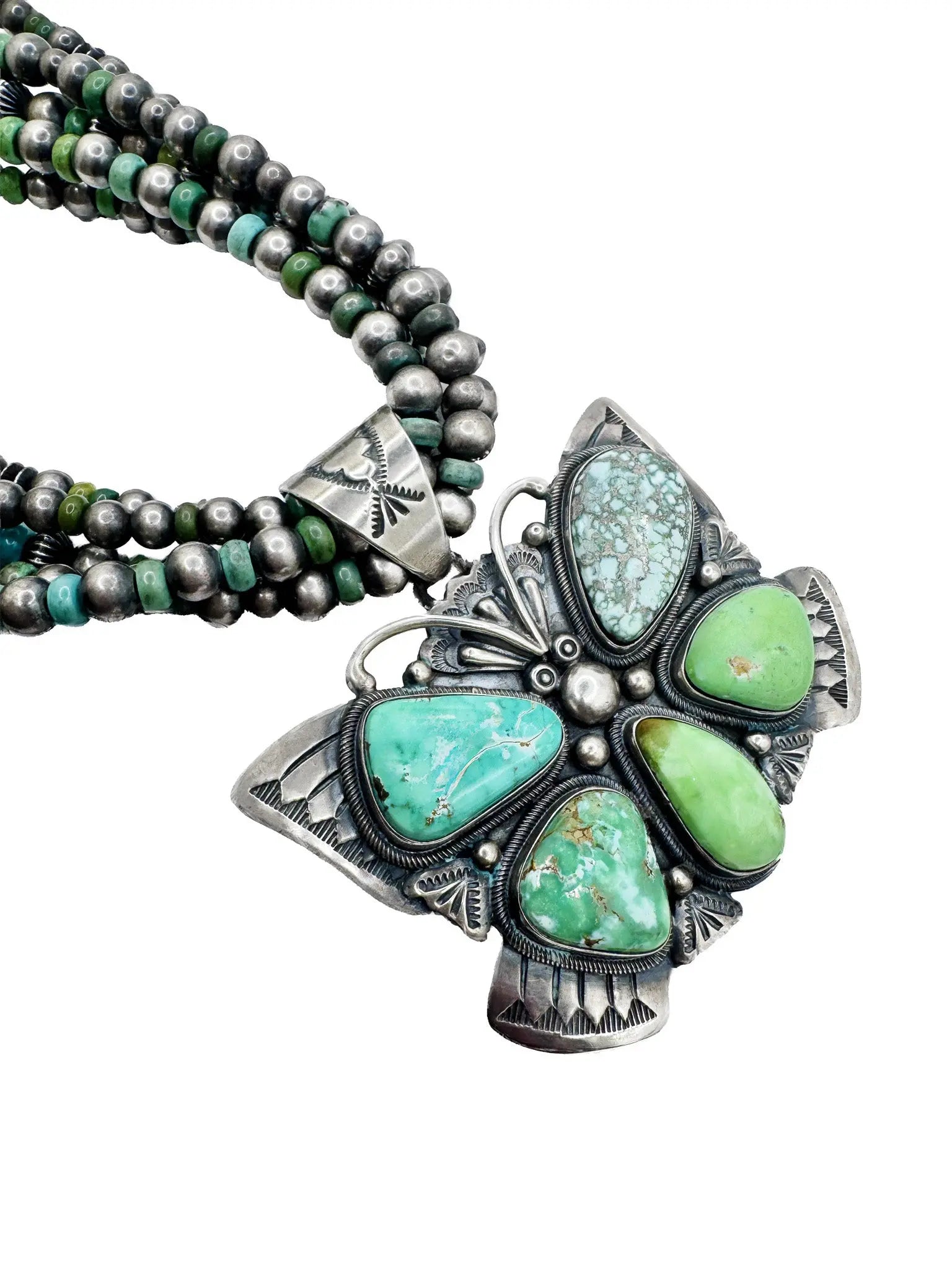 Turquoise Butterfly Multistrand Necklace