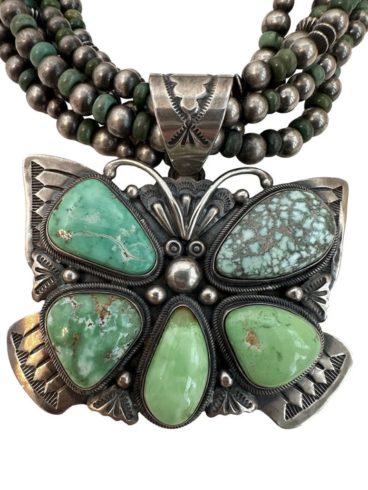 Turquoise Butterfly Multistrand Necklace