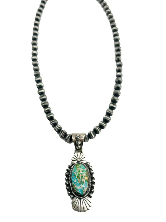 Sonoran Turquoise Pendant Necklace with Sterling Beads