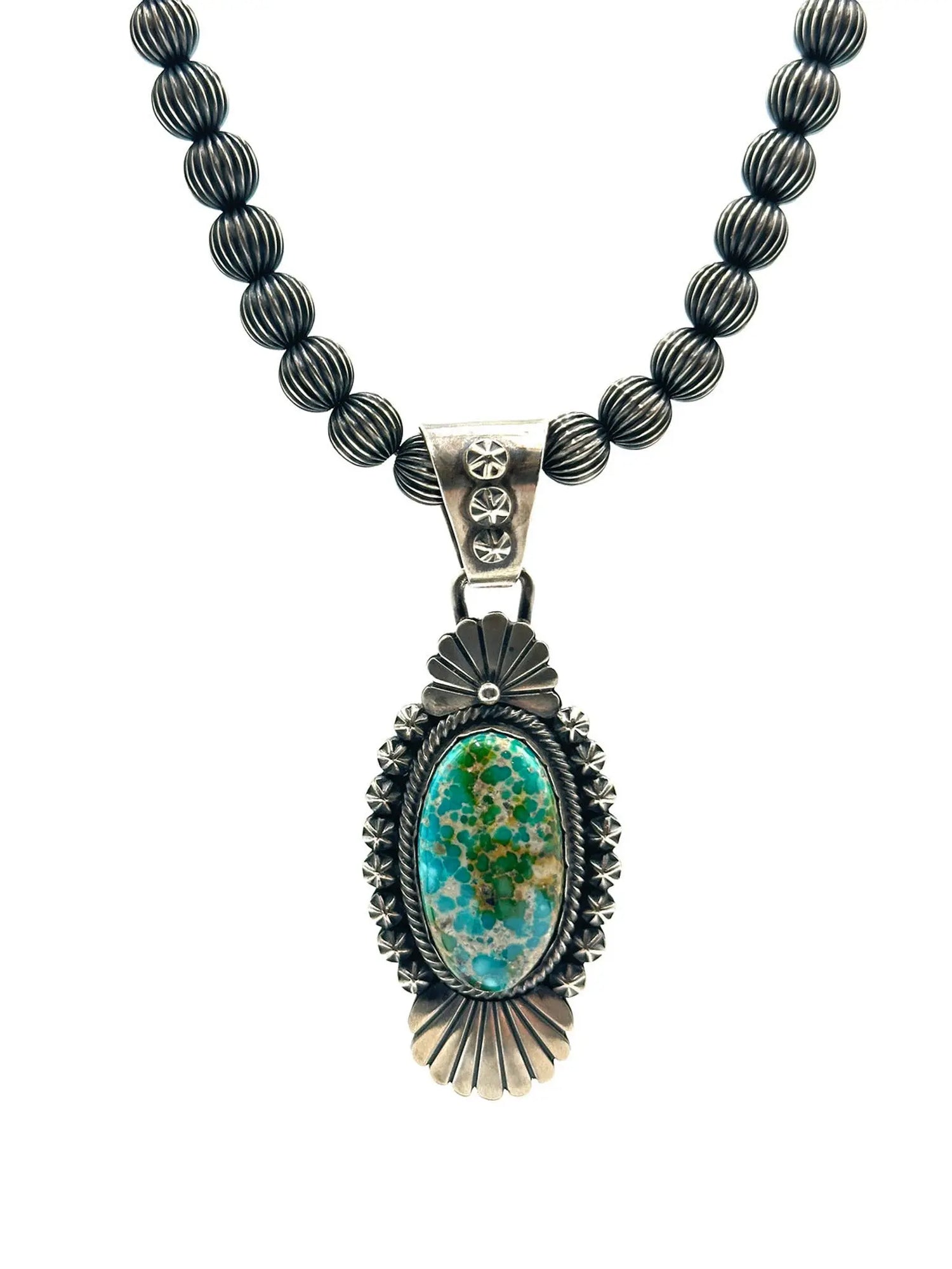 Sonoran Turquoise Pendant Necklace with Sterling Beads