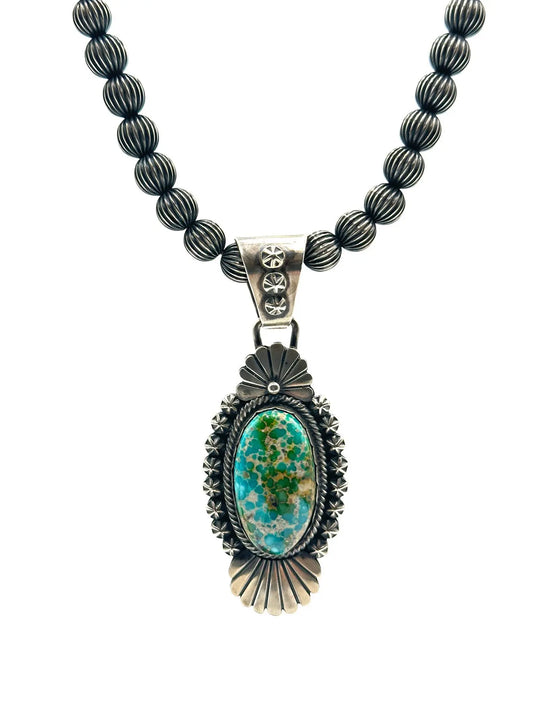 Sonoran Turquoise Pendant Necklace with Sterling Beads