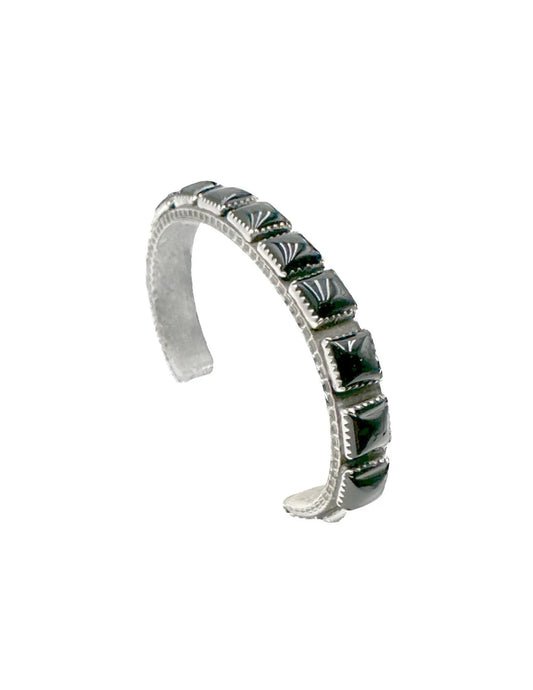 Sterling Silver Onyx Cuff (Narrow)