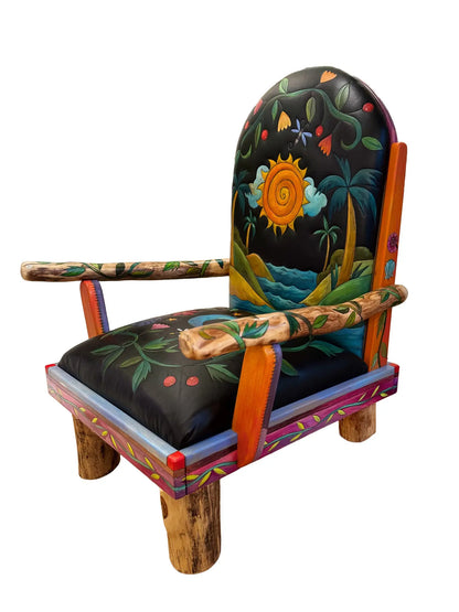 Sunset Meadow Overstuffed Wooden Chair