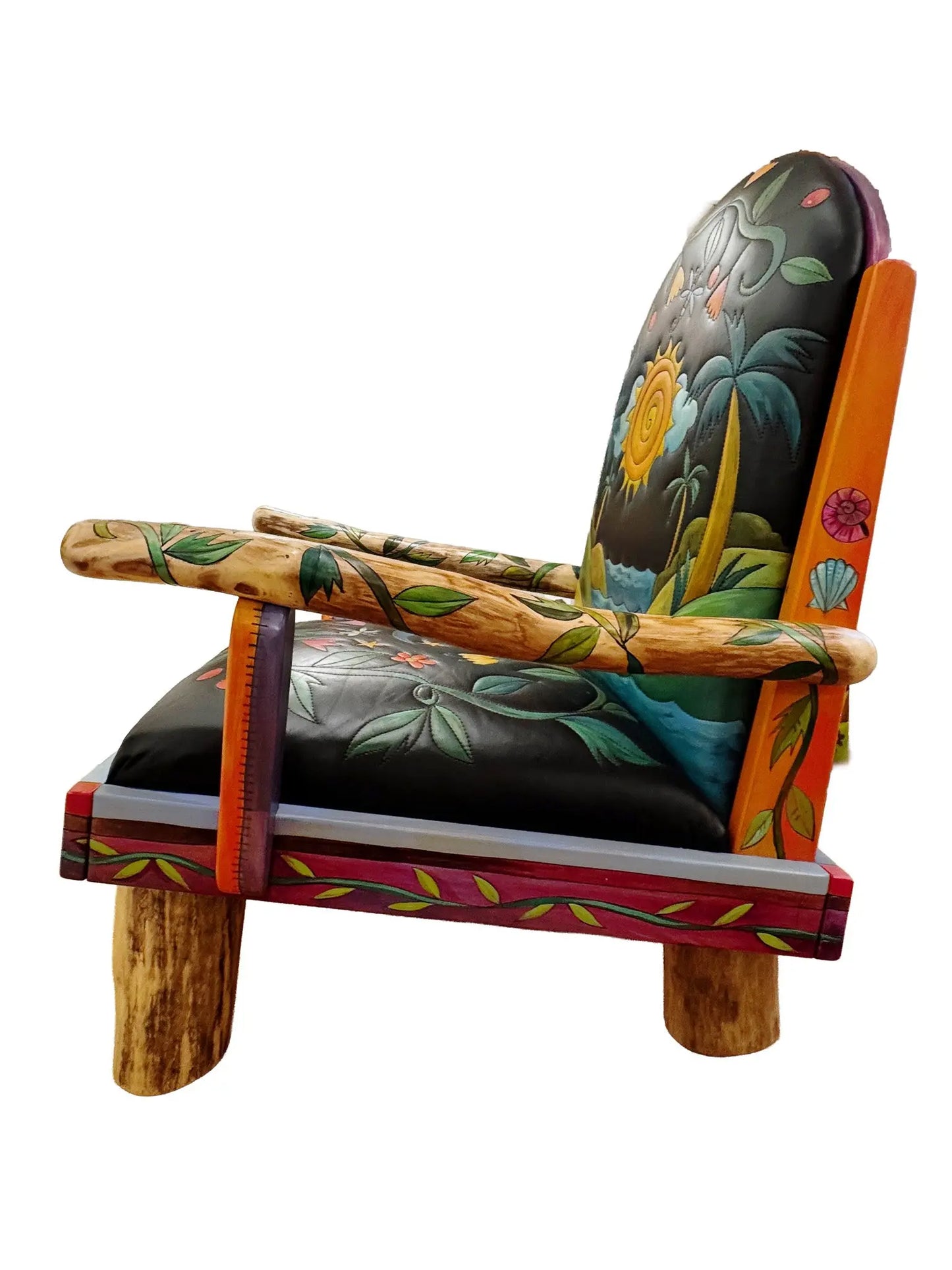 Sunset Meadow Overstuffed Wooden Chair