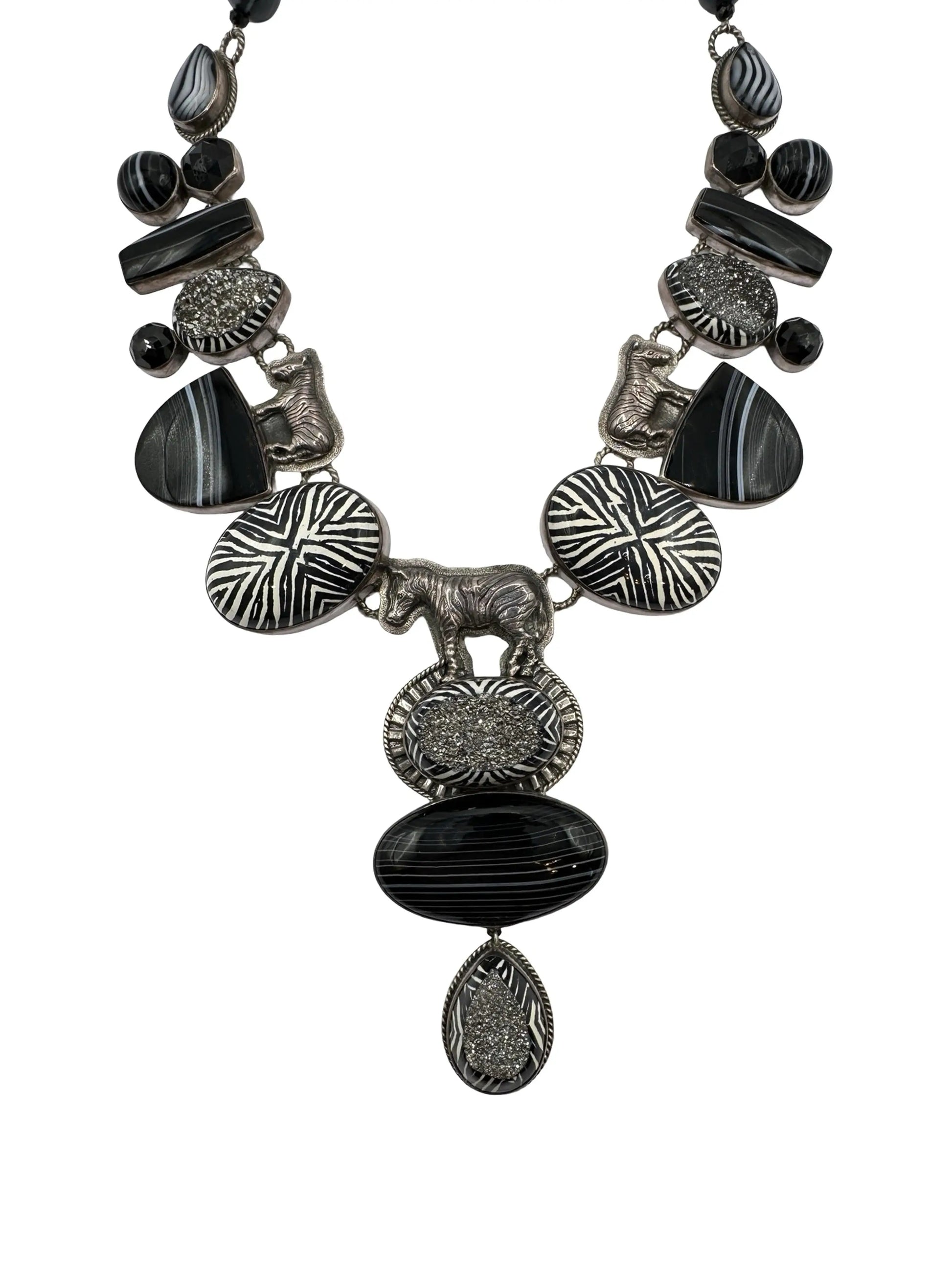 Zebra Pendant Statement Necklace