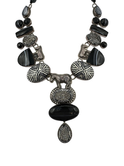 Zebra Pendant Statement Necklace