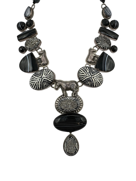 Zebra Pendant Statement Necklace
