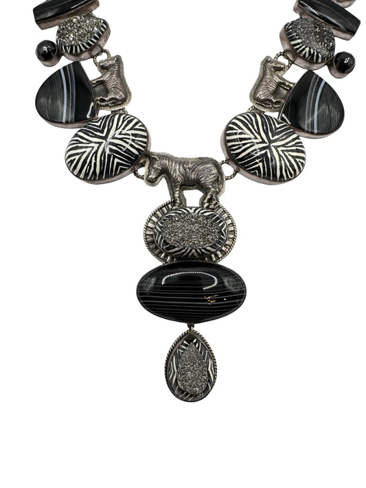 Zebra Pendant Statement Necklace