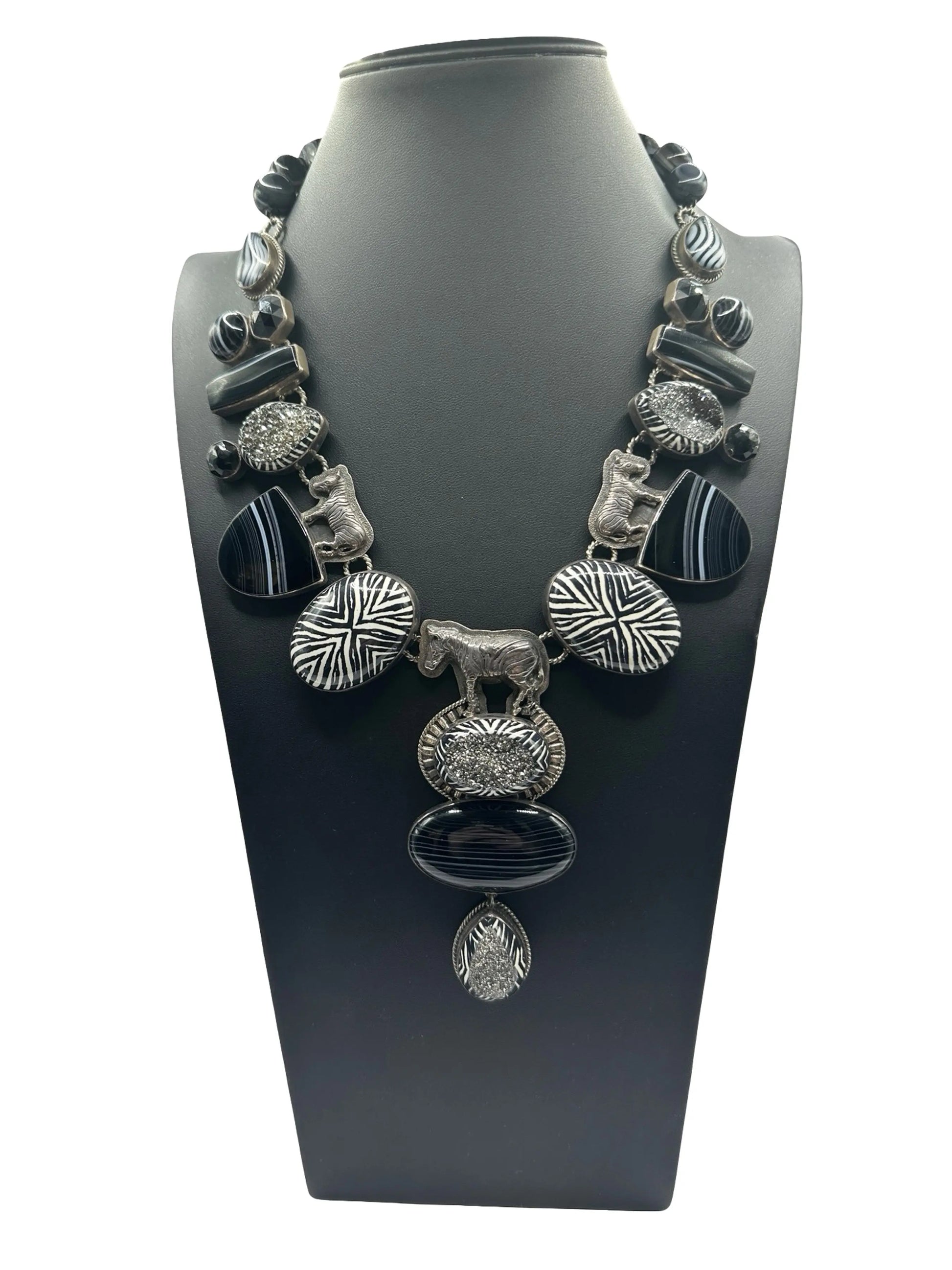 Zebra Pendant Statement Necklace