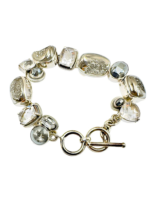Hematite, Druzy & Quartz Silver Station Bracelet