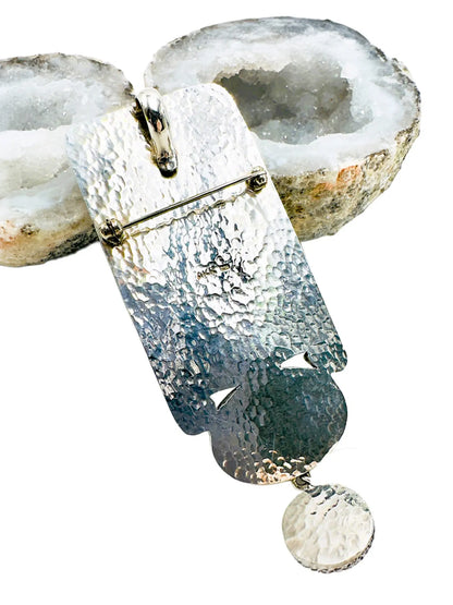 Hand-Painted White Tiger Sterling Silver Pin/Pendant