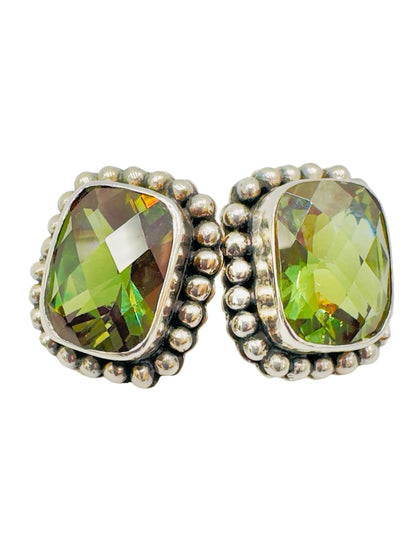 Lime Green Quartz Sterling Bead Earring