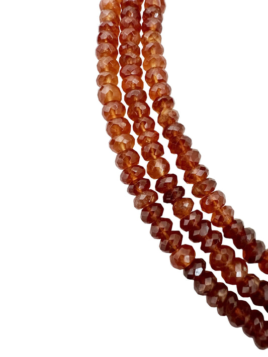 Triple Strand Hessonite Beaded Necklace