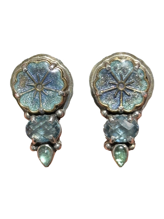 Blue Floral Clip Earring
