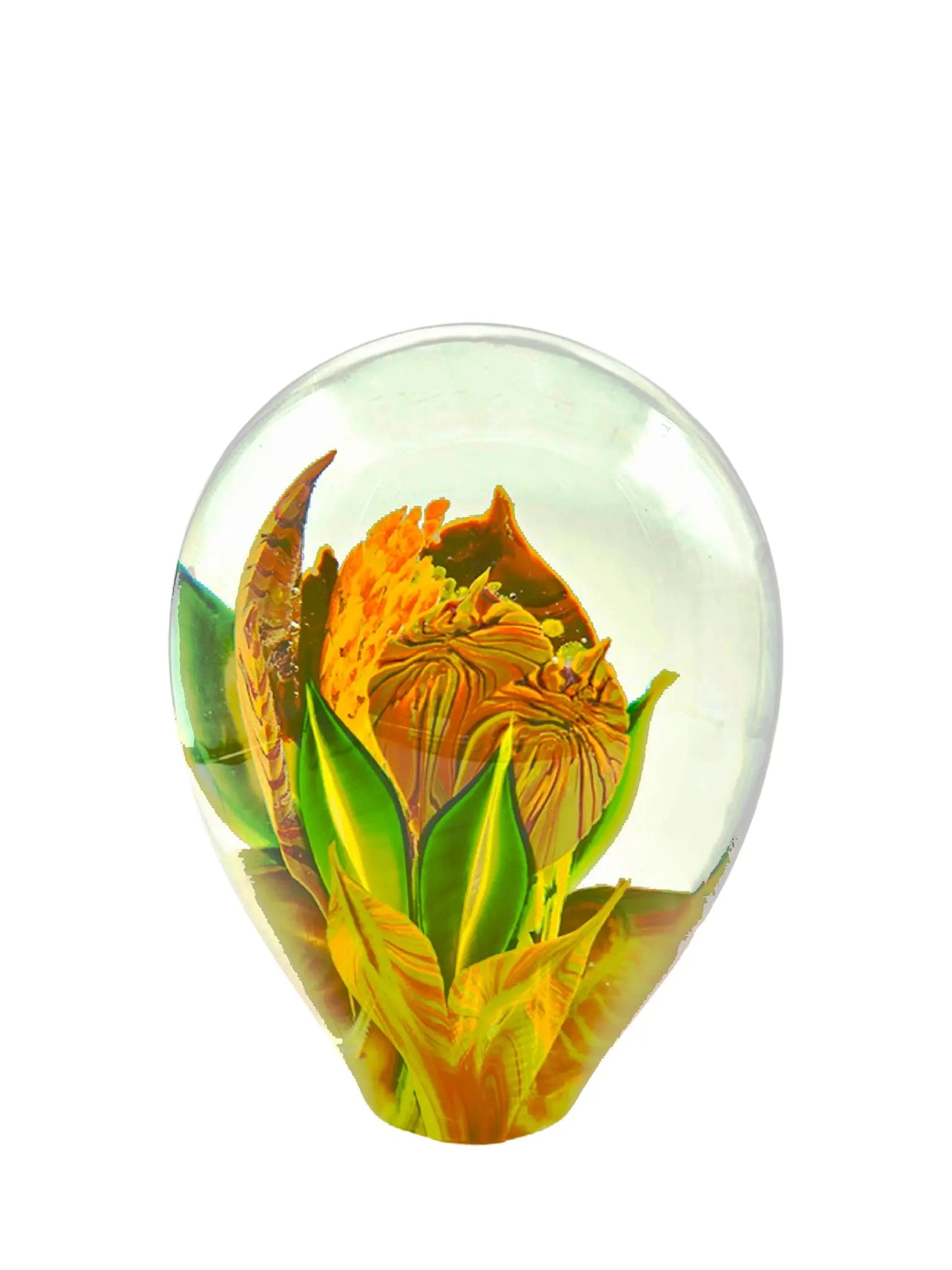 Brilliant Fire Flower Magnum Paperweight – Handblown Glass
